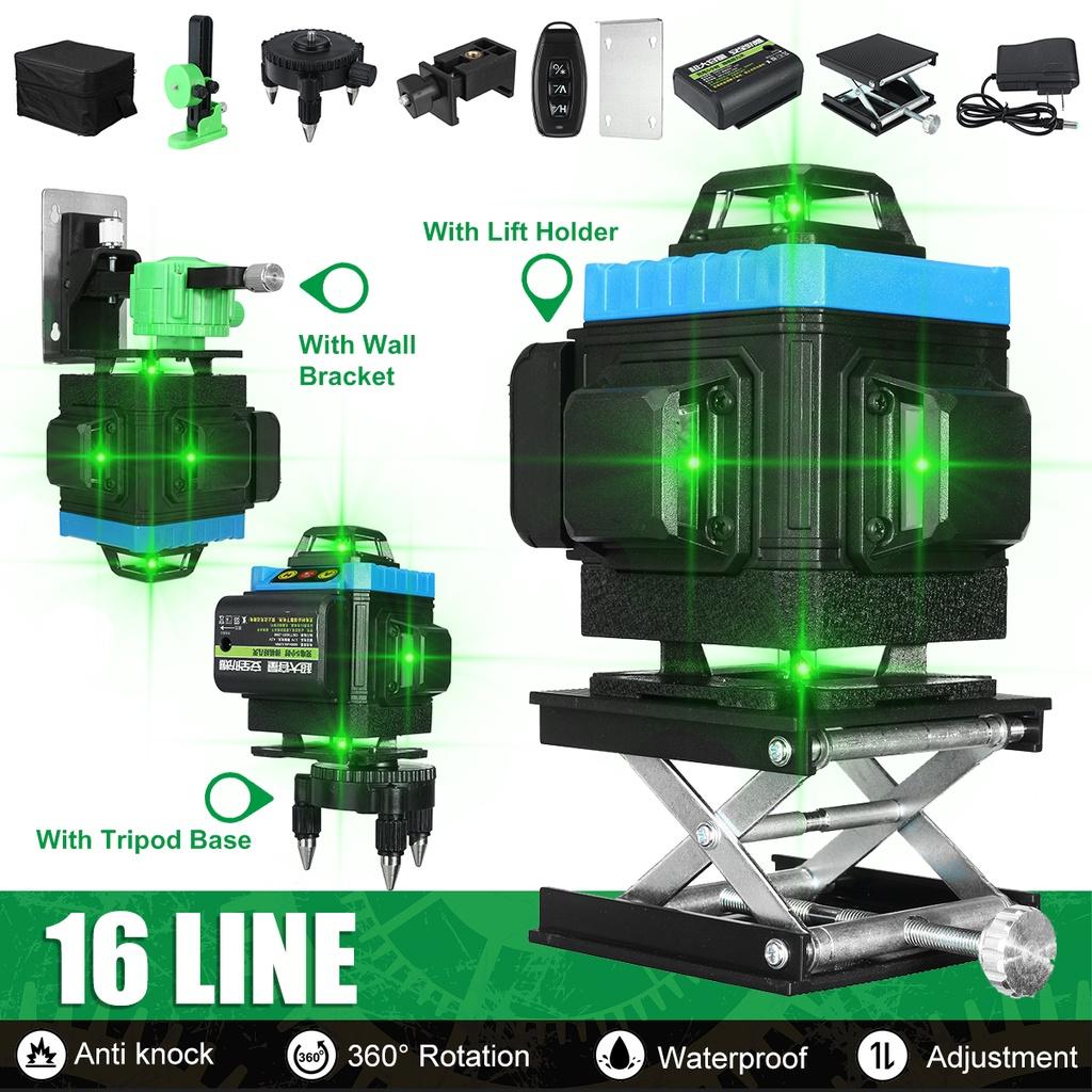 Nivele laser verde 4D 16 linii Telecomandă 360 de linii transversale orizontale și verticale cu autonivelare automată fascicul laser super puternic
