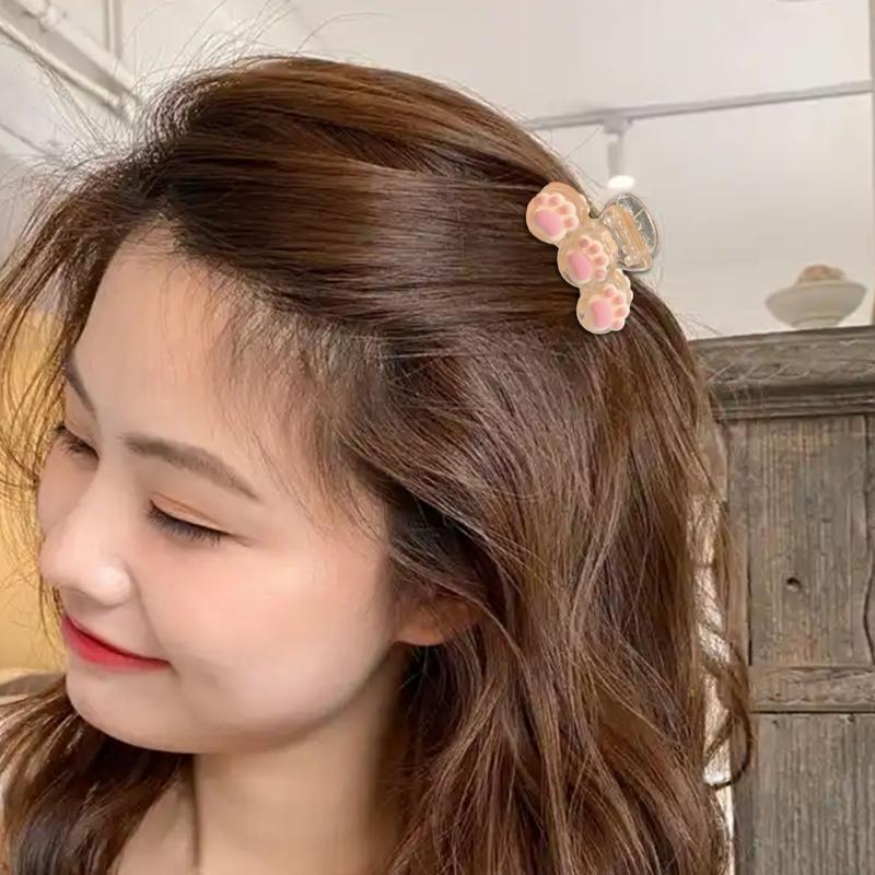 Cute Cartoon Paws Design Small Hair Claw Clip For Women Strong Plastic Hair Accessories Multiple Colors