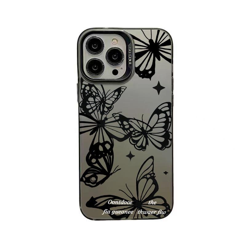 Cross Black Butterfly Silver Case for iPhone 16 Pro Max, 15, 14, 13