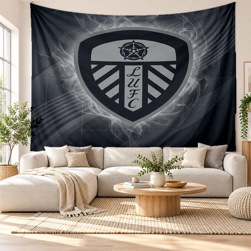 Tapisserie murale Leeds United, Suspension murale en tissu doux, Toile de fond décorative pour chambre à coucher, Art mural pour la maison