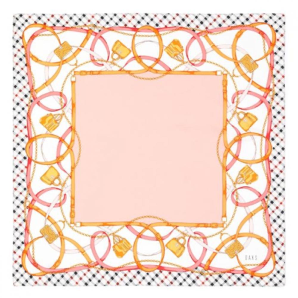 Daks Pink Logo Chain Print Silk Scarf Dcsc8e142p2 Single option