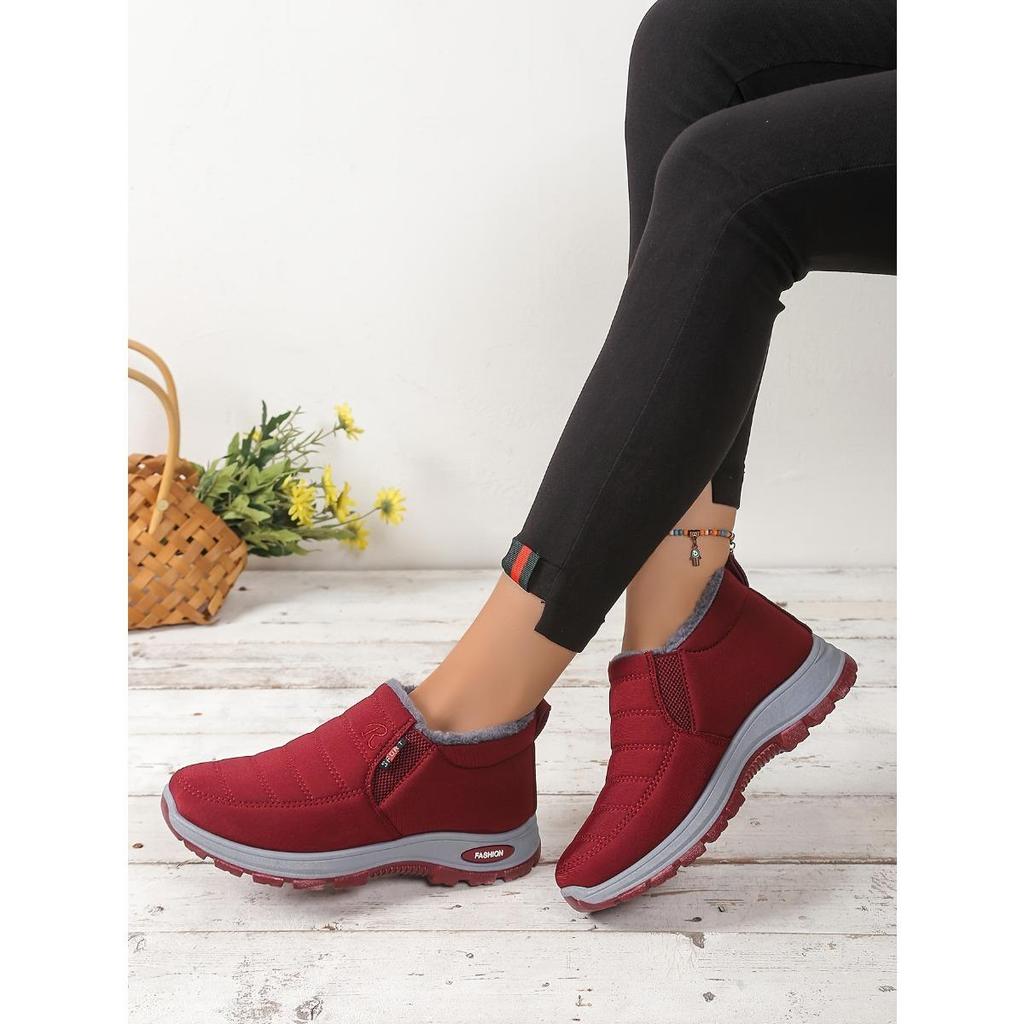 Women's Solid Color Fluffy Boots, Thick Soled Soft Soled Winter Warm Lining Boots, Non Slip Warm Short Boots