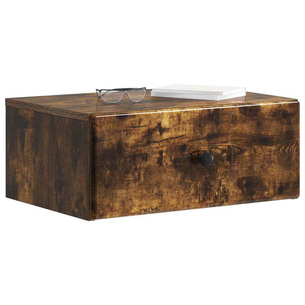 Wall Mounted Nightstand Smoked Oak 49 x 34.5 x 20 cm