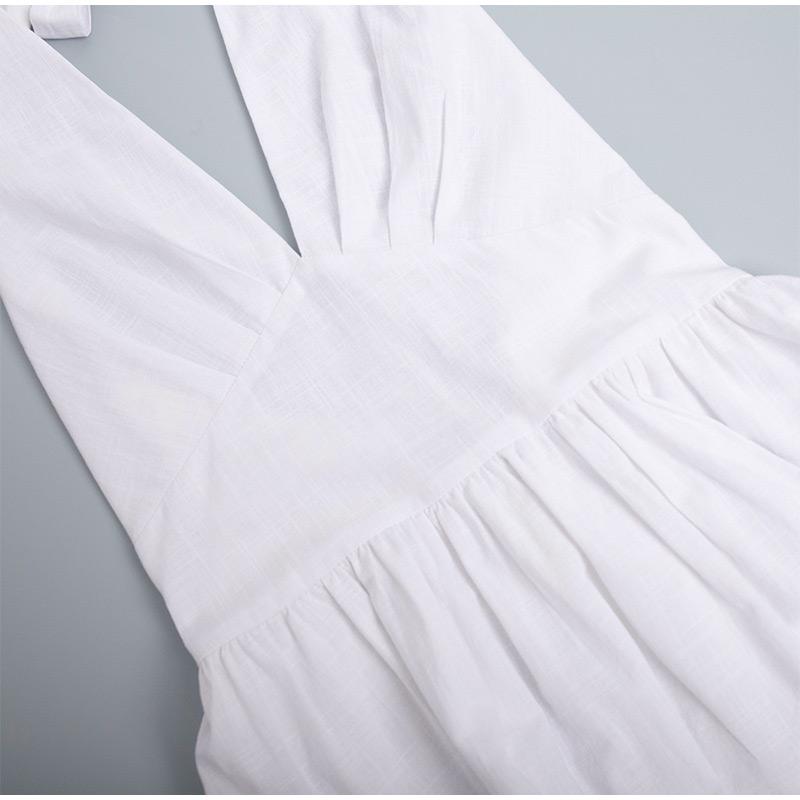 Dámské letní bavlněné dlouhé šaty bez rukávů, sexy výstřih do V, boho maxi šaty, volný styl, dlouhé šaty, oblečení