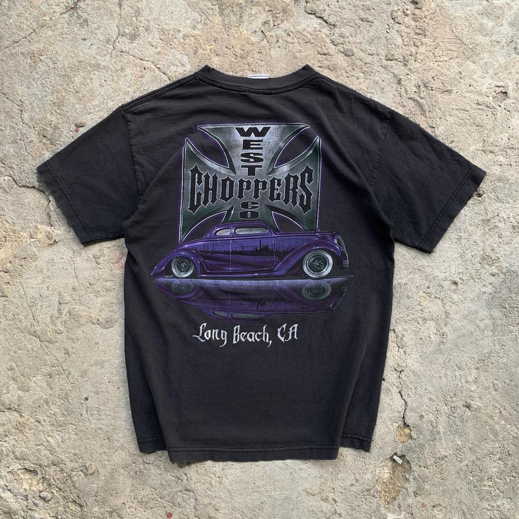 Letní bavlněné streetwearové tričko s krátkým rukávem s potiskem značky Tide West Coast Choppers, retro highstreetové oblečení, ležérní volný top