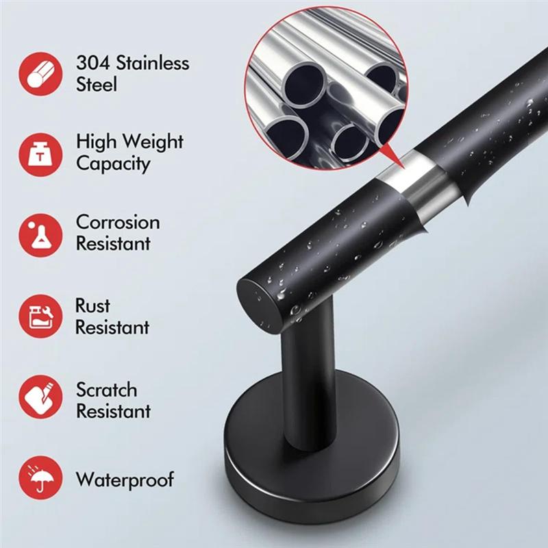 A25F-For Bathroom Wall Mounted Towel Bar Set 7-Piece Stainless Steel Hardware Accessories Including Bath Towel Racks