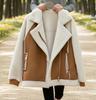 Winter new fashion loose fur integrated suede jacket women's short lamb wool motorcycle jacket