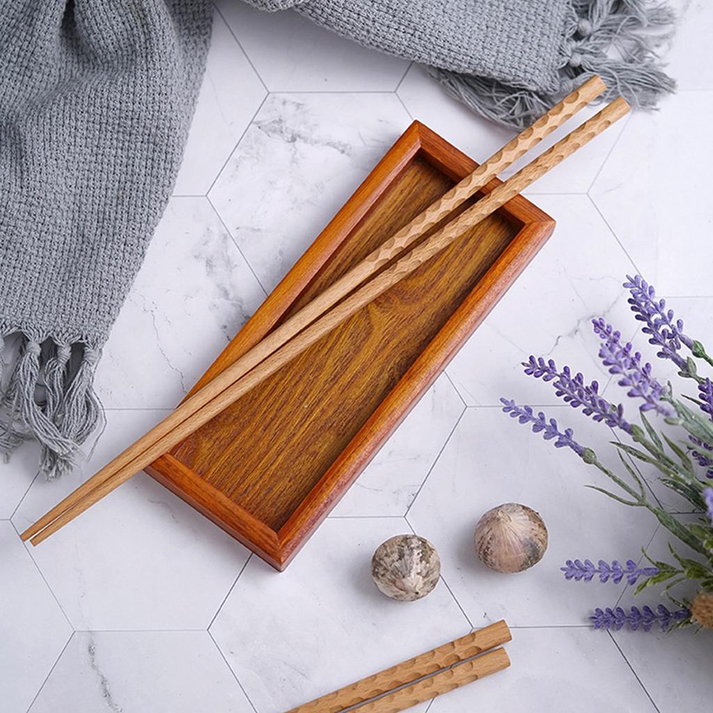 2Pairs Elegant Modern Long Wood Chopsticks 42Cm Comfort Grip Oil Resistant for Hotpot Cooking Stir Fry Noodle Chafing Dish