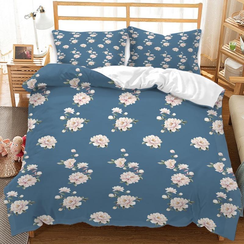 3D Printed Floral Bedding Set Cartoon Animal Pattern Down Pillowcase Children and Teen Bedroom Decoration Single Double Bed