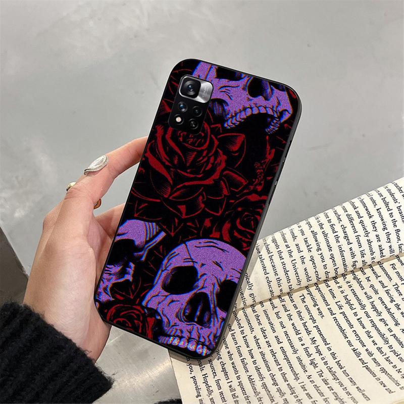 Schädel Blume Kunst Telefon Fall Für Xiaomi Redmi hinweis 13 12 Pro 11S 11 10 Pro 10S 12S Redmi 10 9C 13C