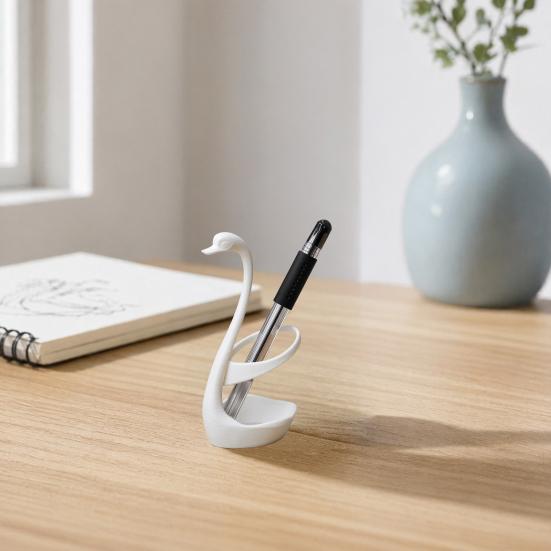 3D Printed Swan Toothbrush Holder, Bathroom Organizer with Hollow Water-Draining Design, Black White Dual Color, Widened Stable Base, One-Piece