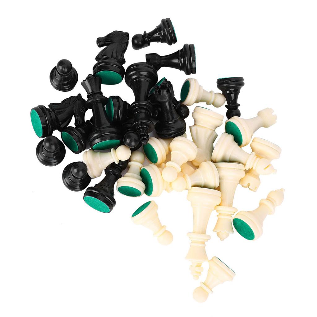 Plastic Chessmen Set International Chess Game Complete Chessmen Set Black&White