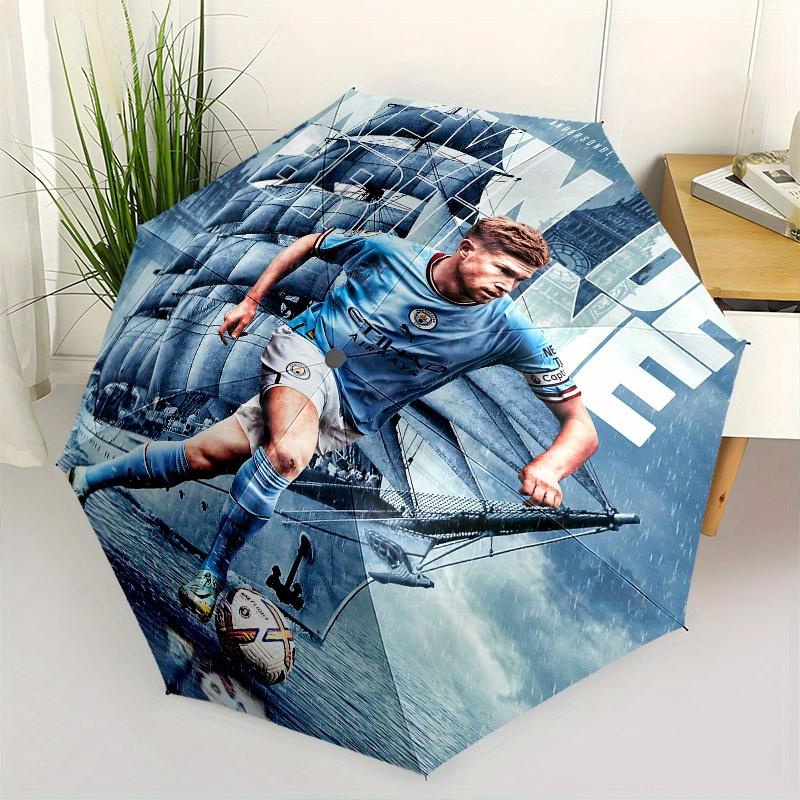 Soccer Player, Manchester City Automatic Opening and Closing Umbrella, Compact Travel Umbrella, Lightweight and Portable, Suitable for Beach