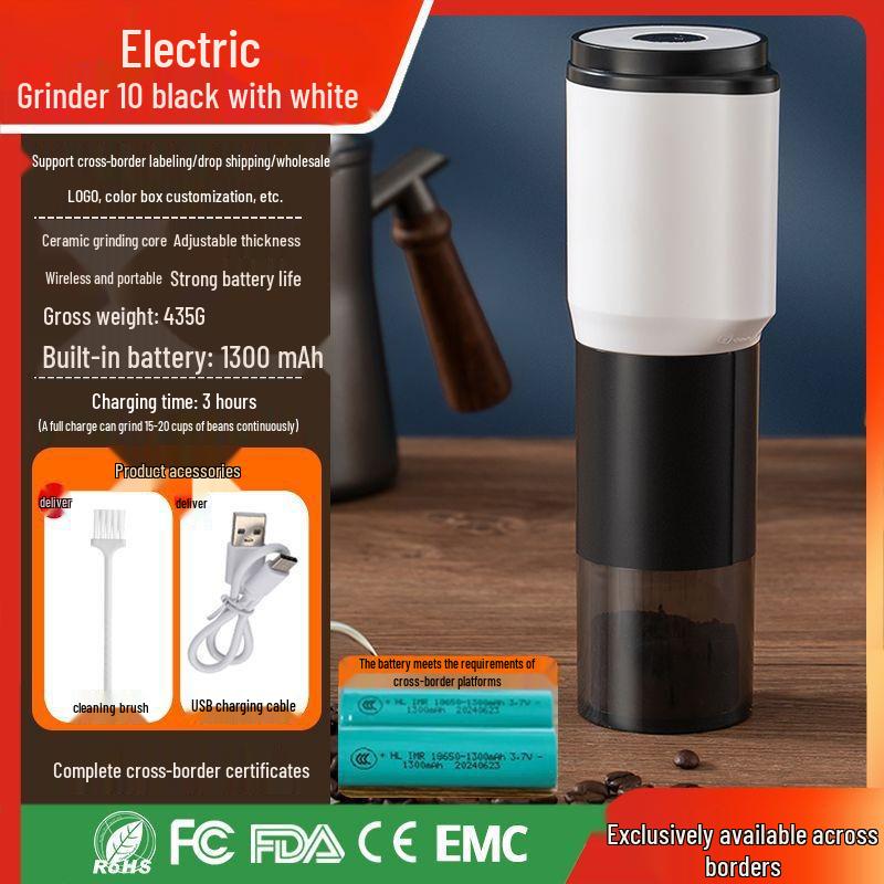 Electric Coffee Bean Grinder with Adjustable Coarseness - Compact Italian Style for Hand Pour and Fine Grinding.