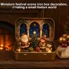 Small Holiday Tabletop Decor Mini Christmas Set in A Tin Box, Pocket Size Scene Tiered Decoration Box with Miniature Figures, Collectible for