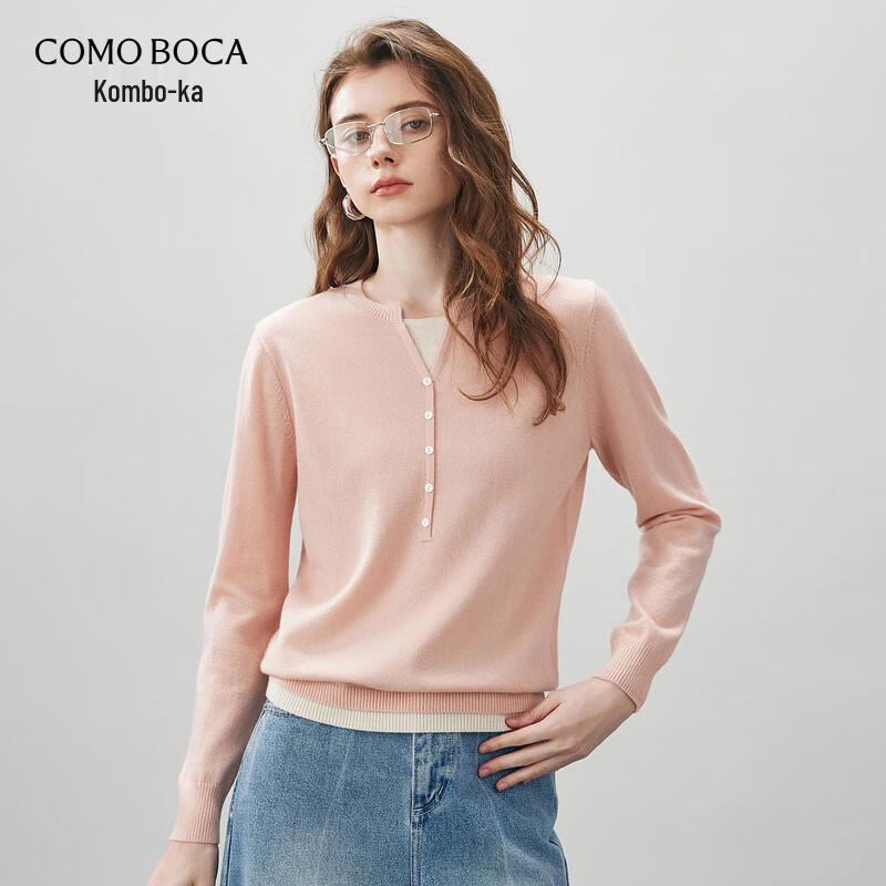 Komong Boka Women s Round Neck Contrast Wool Sweater XL