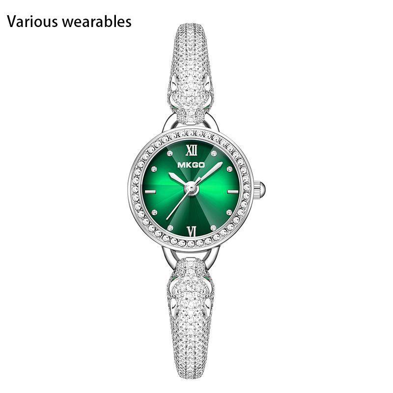 

Новый стиль браслета с головой леопарда с модным темпераментом, инкрустированный сверкающими драгоценностями и полными бриллиантов водонепроницаемыми часами для женщин