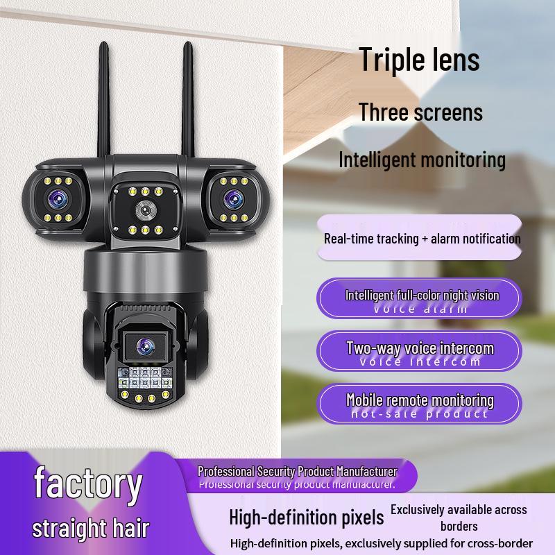 V380 Outdoor 4G HD Home Surveillance Camera with Triple Lens and Mobile Remote Access