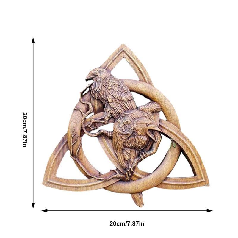Nordische heidnische Götter schnitzen heidnische Runendekoration Krähe auf dem Boden Harz Wandbehang Dekor Garten Terrasse Tür hängen Anhänger