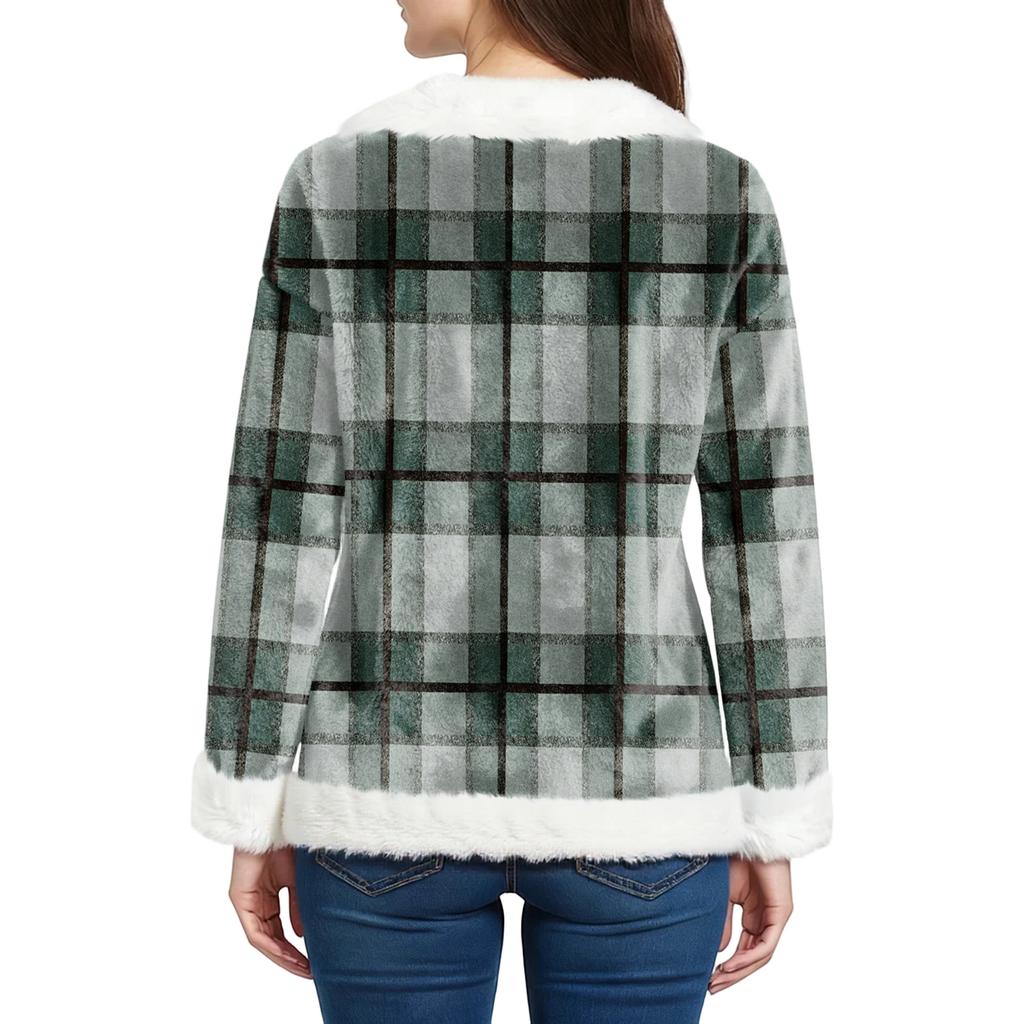 Dammode Plysch V-ringad Pullover Topp Långärmad T-shirt Tryckt Sweatshirt