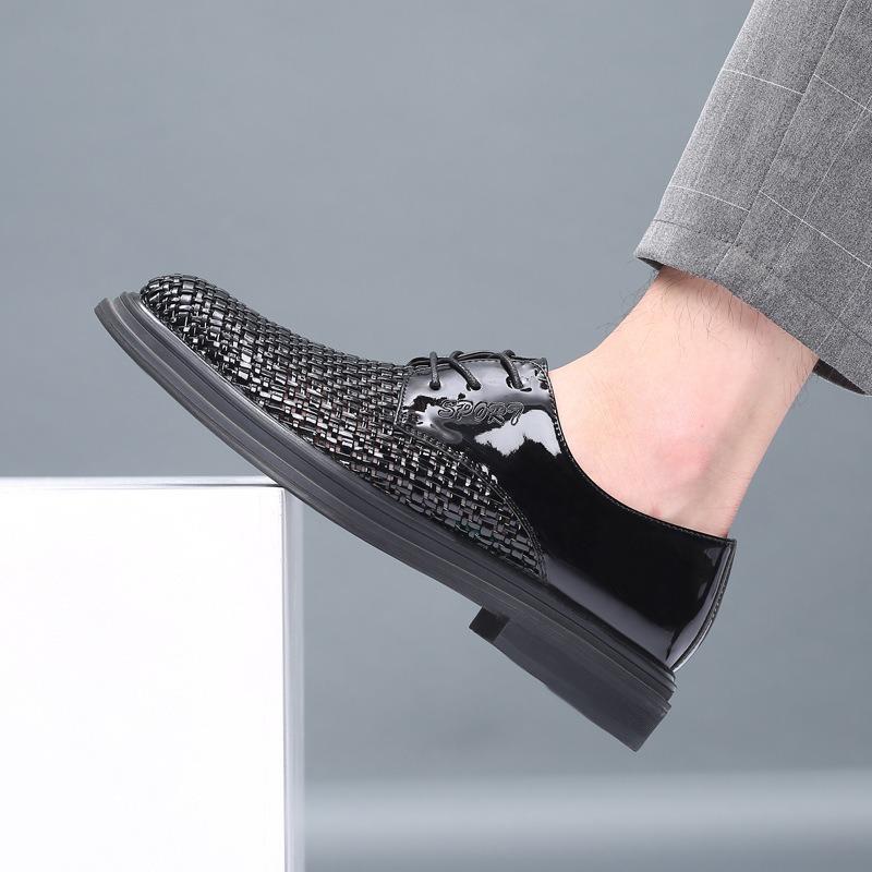 Sandali estivi da uomo sandali da uomo intrecciati a mano traspiranti scarpe in pelle business casual scarpe con fori scarpe da uomo scarpe con plateau