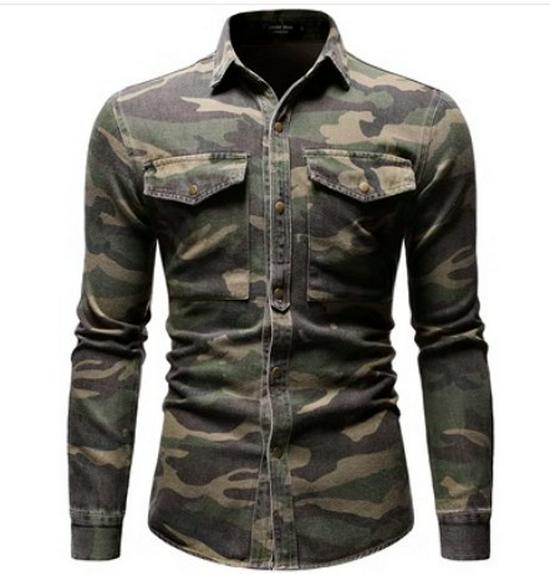 

Men s Camouflage Denim Jacket - Long Sleeve Outdoor Workwear Top M
