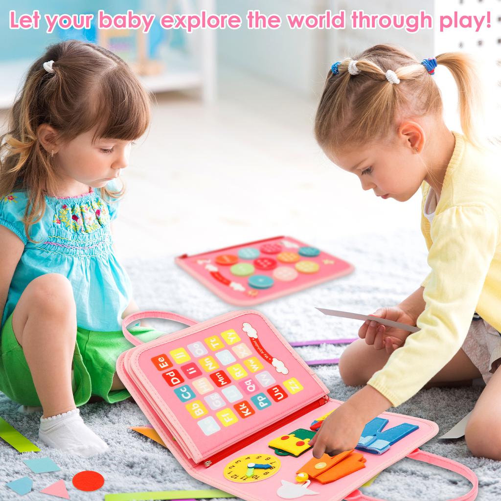 Pädagogisches Montessori Busy Board für Kleinkinder Sensorisches Aktivitätsspielzeug Feinmotorik Entwicklung Reise Lern Geschenk Polyester