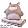 Cute Cartoon Capybara Pillow with Blanket 3 in 1 Napping Car Pillow with Hand Warmer Leg Cover Warm Blanket Office Gift