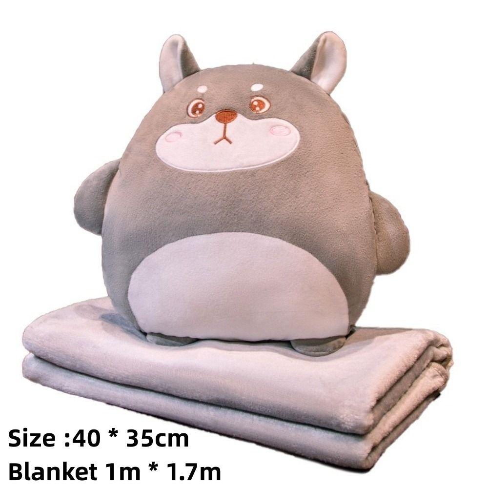 Cute Cartoon Capybara Pillow with Blanket 3 in 1 Napping Car Pillow with Hand Warmer Leg Cover Warm Blanket Office Gift