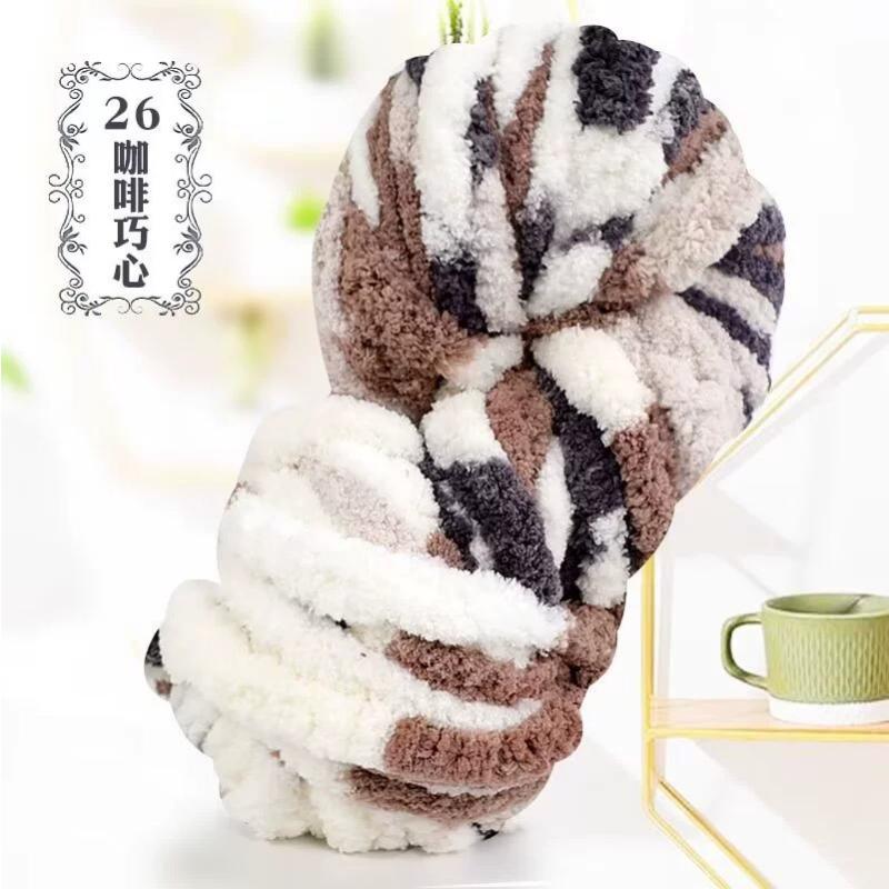 Thick Chenille Yarn for Blankets, Super Soft and Fluffy Giant Chenille-Style Polyester Yarn for Home Decor Projects