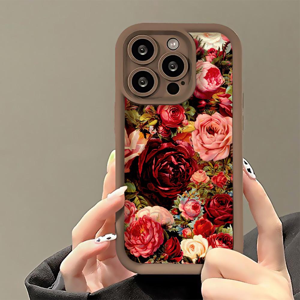 Flower Phone Case For iPhone 11 15 16 Pro Max 13 14 12 XS X XR 7 8 Plus SE 16promax Liquid Silicone Shockproof Soft Funda Cover