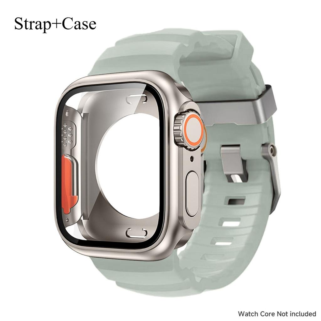 Silicone Strap For Apple Watch 44mm 45mm 46mm Bracelet+Screen Protectores Change To Ultra For iWatch Series 11 10 9 8 7 SE 6 5