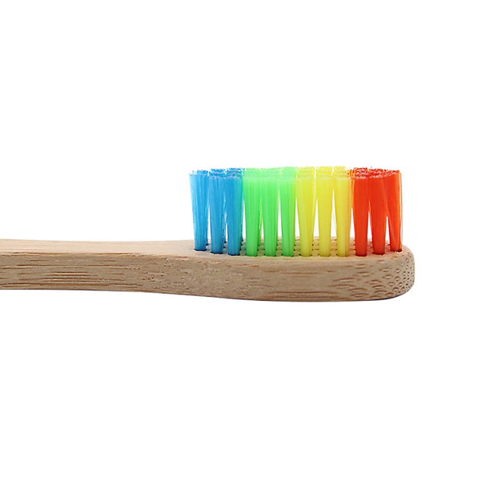 4 6 10PCS Rainbow Colored Double Core Bristles Eco Friendly Bamboo Toothbrush