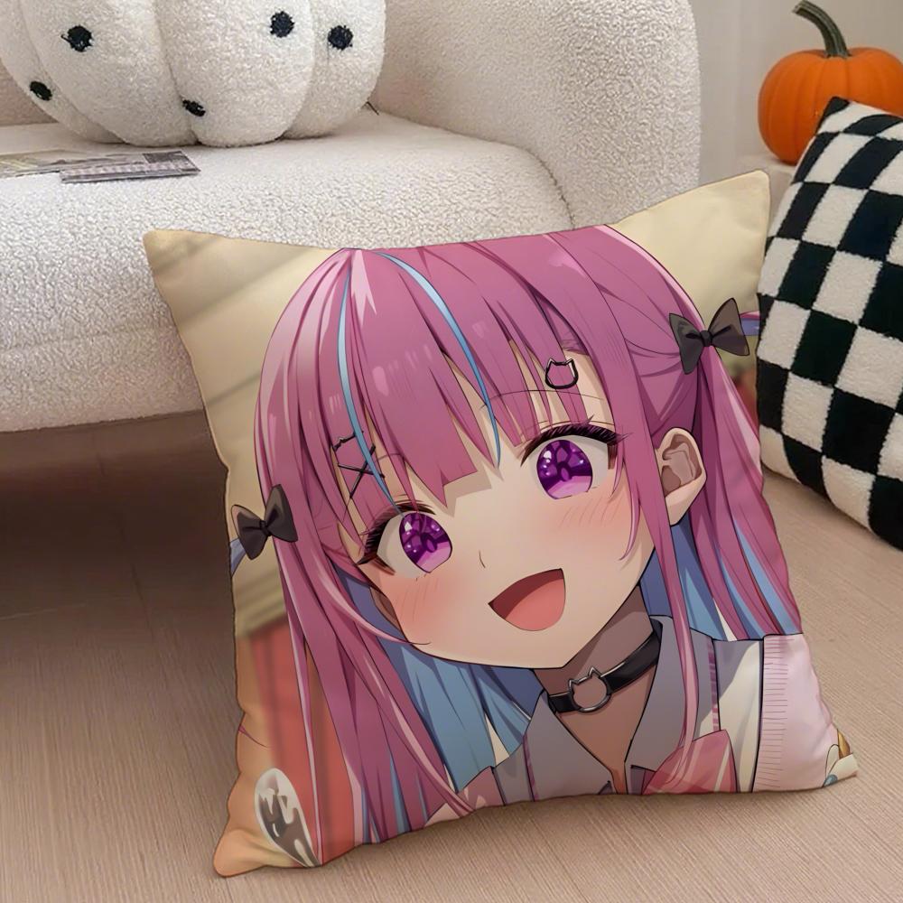 HHololive MMinato Aqua Cushion Cover Throw Pillow Cover Hidden Button Durable Polyester Chair Cushion