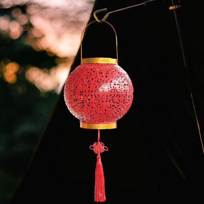 Lanterne Solaire Extérieure Suspendue Lanterne Chinoise, Décorations de Festival, Lumières Métalliques pour