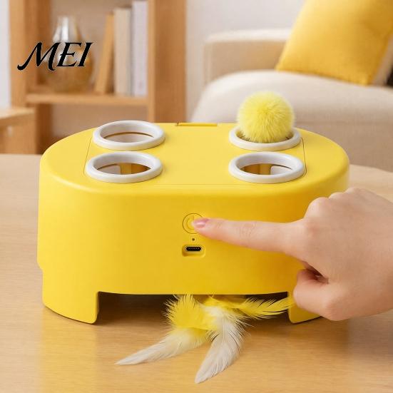 Wiederaufladbare USB-Katzen-Spielzeuge für Indoor-Bewegung Interaktives Spielzeug, Whack-a-Mole Feder-Spielzeug für Kätzchen und Erwachsene 3 Modi, Automatisches Spielzeug für gelangweilte Katzen