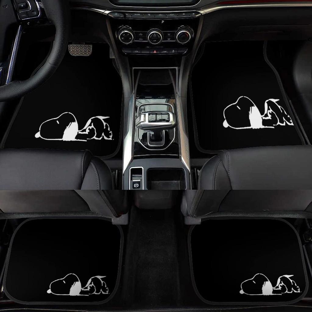 Snoopy Floor Easy Protective Car Set of for Light and Standard Cars Mats, Waterproof, Washable, Anti-Slip, Stain-Resistant, Customizable,