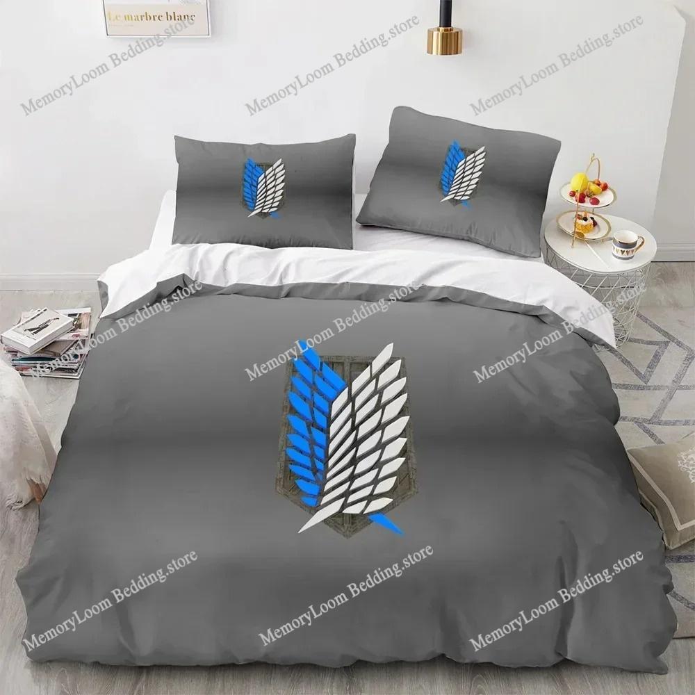Home Textile Cartoons A-Attack O-On T-Titans Cover Duvet Cover Pillow Case Boy Girl Polyester Bedding Set King Q-Queens Twin Size