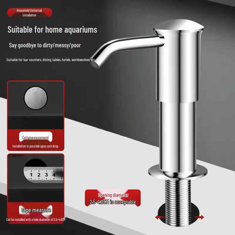 Stainless Steel Kitchen Soap Dispenser with Extension Tube for Dishwashing and Vegetable Washing