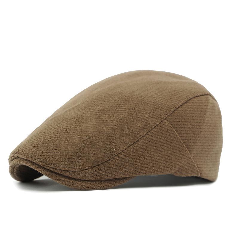 

Вовняна шапка жіноча осінньо-зимова берет кепка з козирком ретро капелюх художника чоловічий однотонний капелюх вперед кавовий