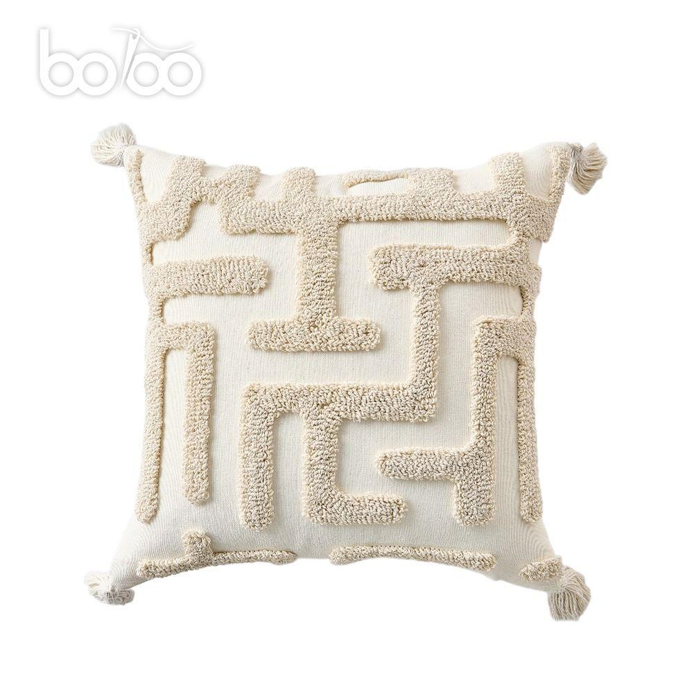 Delicate Tufted Embroidery Pillowcase Super Soft Boucle Velvet Cushion Cover Luxury Plush Textured Pillow Cover