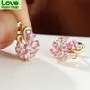 Weibliche Niedlichen Schmetterling Blume Ohrringe Rose Gold Farbe Hochzeit Ohrringe Regenbogen Kristall Multicolor Zirkon Hoop Ohrringe Für Frauen