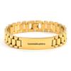 Curved Titanium Steel Men's Watch Strap - Adjustable Fashion Bracelet with Customizable Patterns