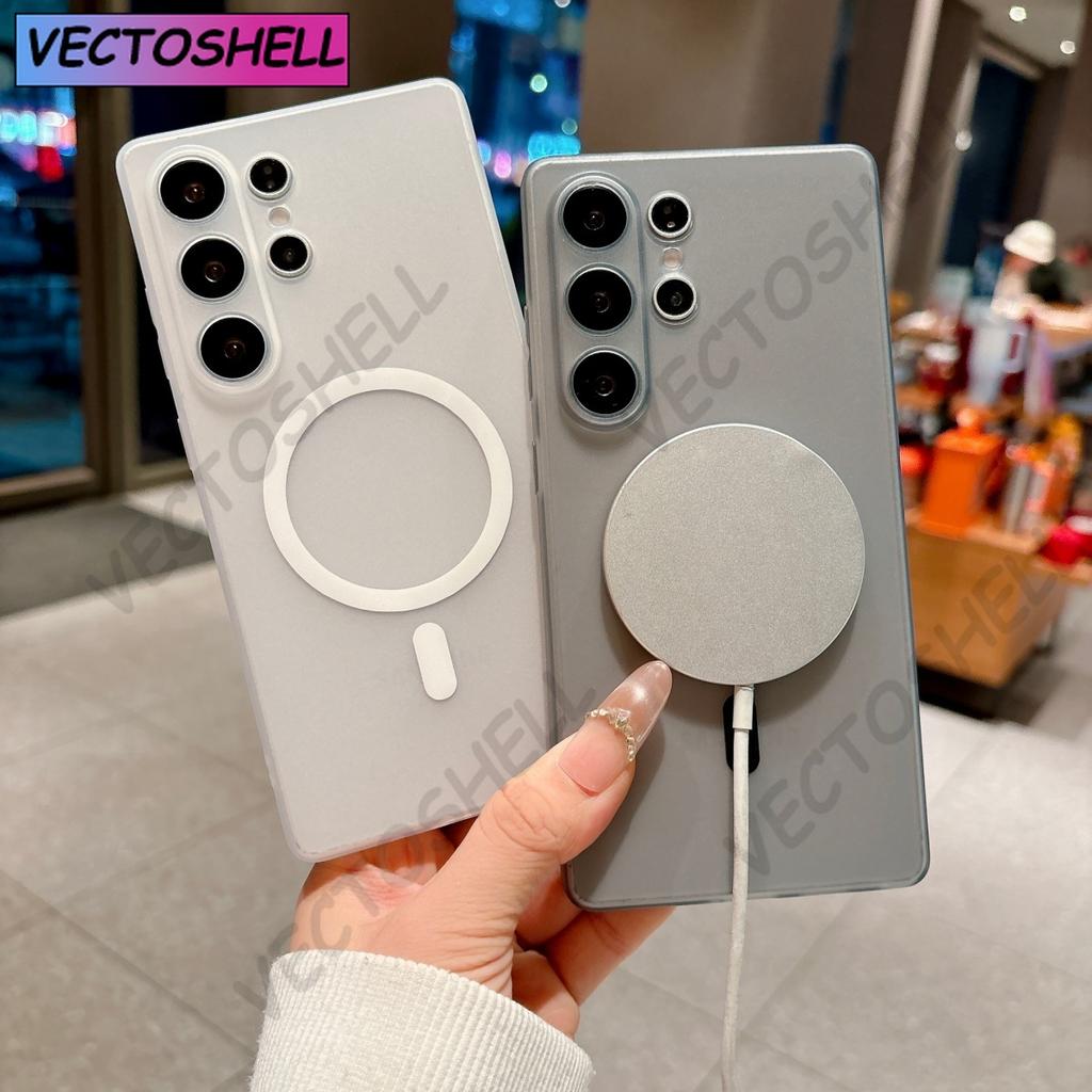 Original Slim Soft TPU Frosted Translucent Phone Case For Samsung S26 S25 S24 S23 Ultra Plus For Magsafe Magnetic Charge Cover