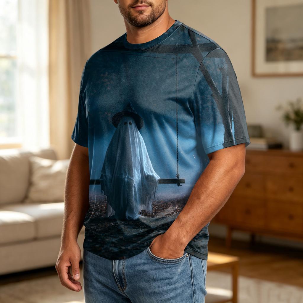 Men's Halloween Print Plus Size Comfortable Breathable Casual Loose Fit T Shirt Top Suitable for Daily Wear and Seasonal Events
