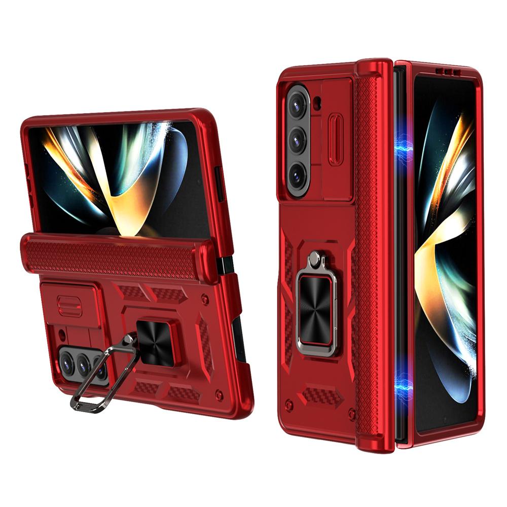 Hinge Protection Phone Case for Samsung Galaxy Z Fold 6 5G Heavy Duty Protective Cover with 360° Magnetic Ring Stand Kickstand