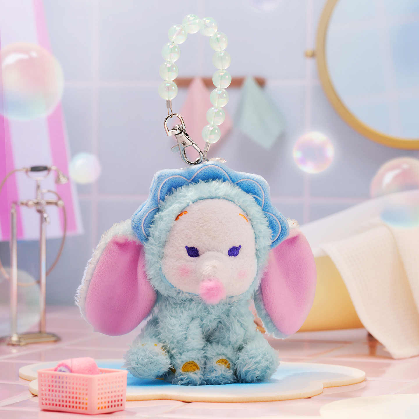

New Original Dumbo Bath Time Plush Keychain Soft Stuffed Animal Toy Keyring Cute Collectible Gift For Kids And Fans Cuddly Fluffy Huggable Kawaii Official original