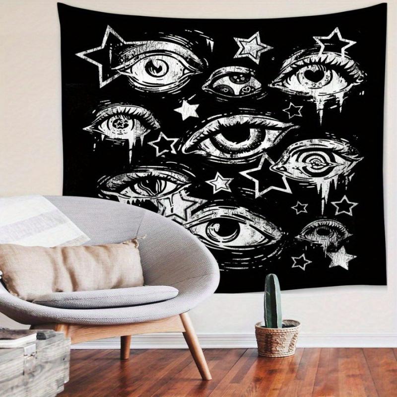 VIKAMA Mysterious Black Background Eye Tapestry DarkToned Spatial Ambience Bedroom Office Living Room Home Furnishings