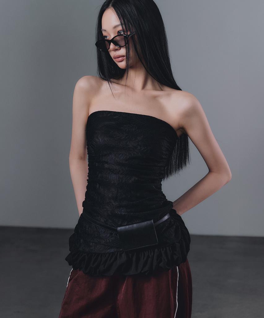 Geulouhaideu Nella Lace Shirring Frill Top
