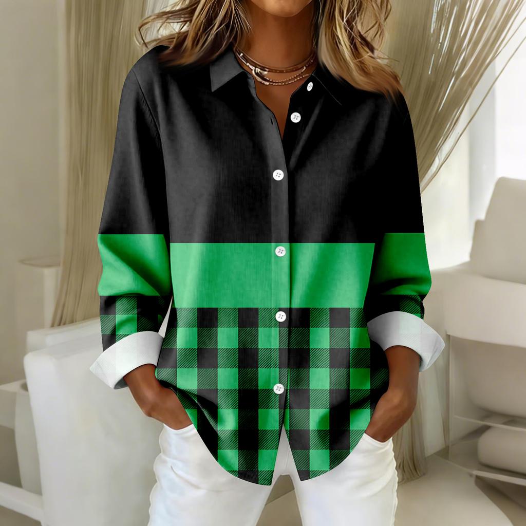 Women's Shirt Blouse Print Button Long Sleeve Casual Basic Shirt Collar Regular Top